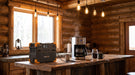 Pecron E2400LFP portable power station powering an off-grid cabin