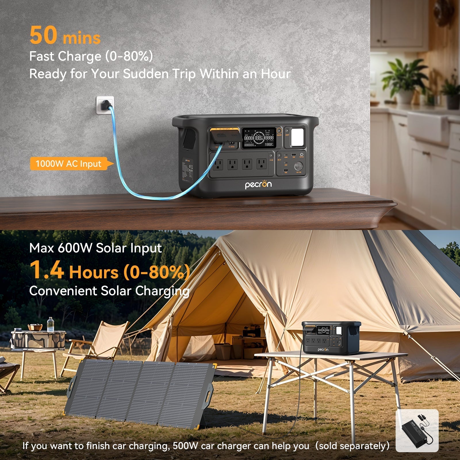 Pecron F1000LFP portable power station - top