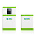 Two white and green Nature's Generator units with digital displays: the taller unit has a control panel, while the shorter, wider one uses eco-intelligent branding and LiFePO4 batteries for efficient solar integration.