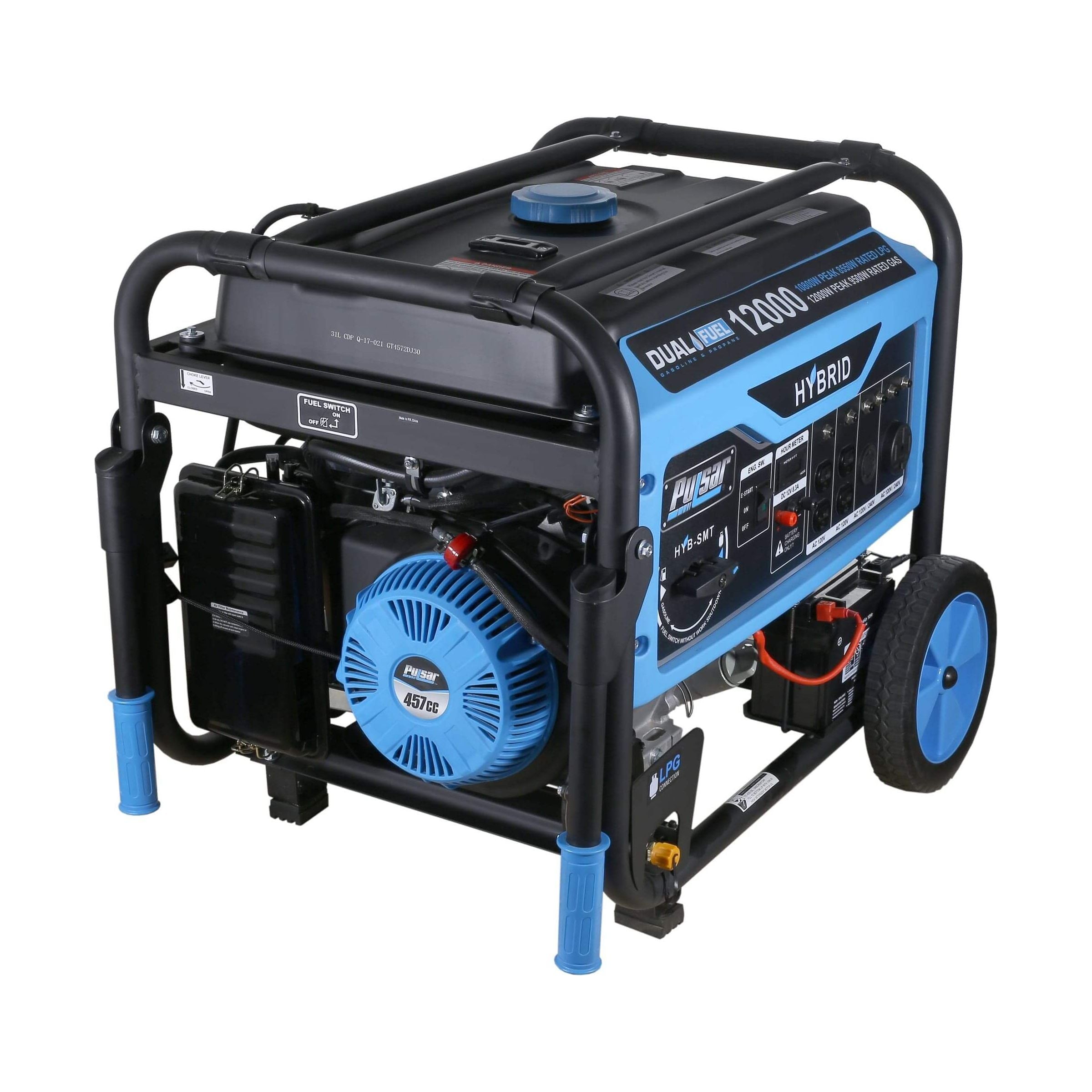 Pulsar Dual-Fuel Generator Pulsar PG12000B 12,000W Dual Fuel Portable Generator with Electric Start and Switch & Go Technology, CARB Approved