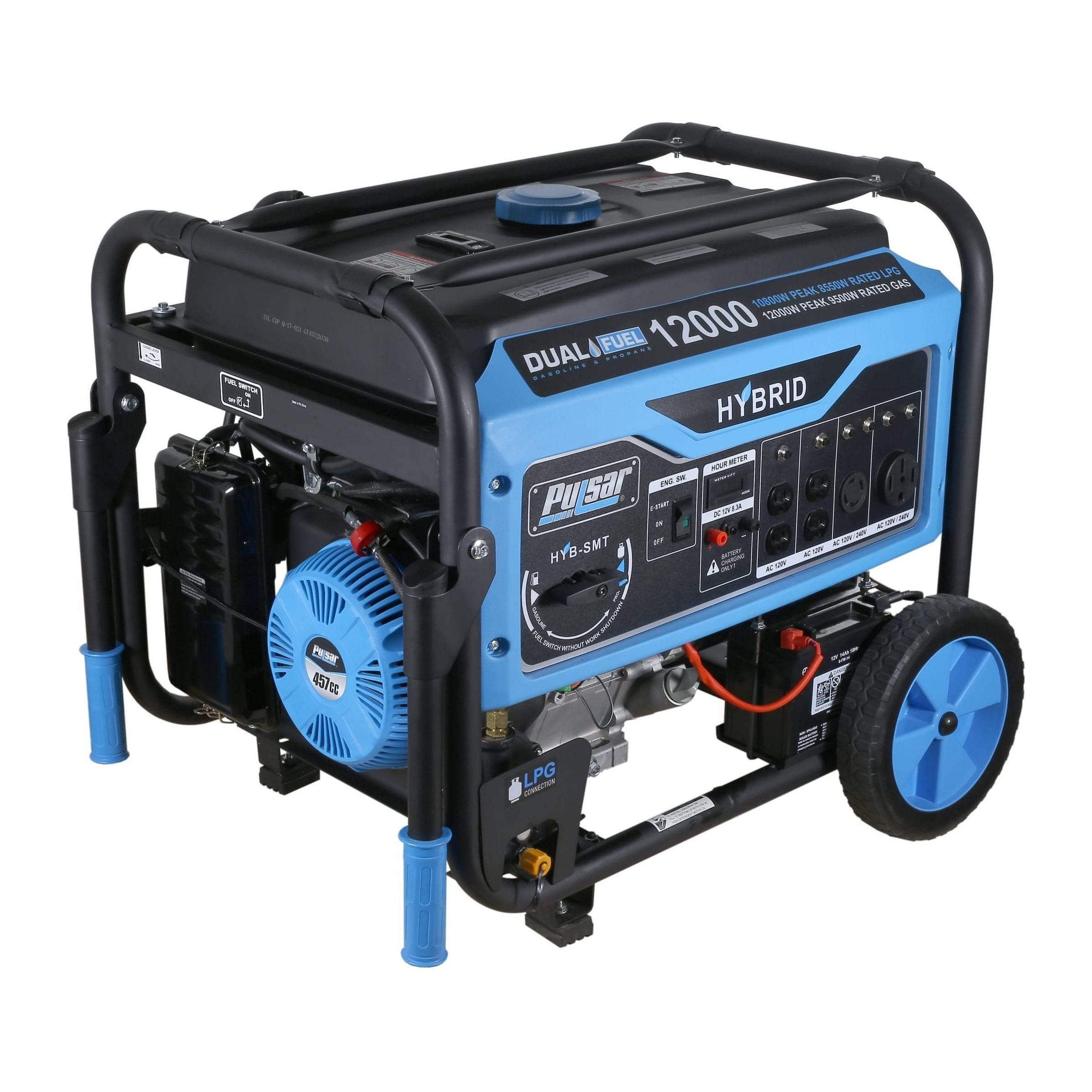 Pulsar Dual-Fuel Generator Pulsar PG12000B 12,000W Dual Fuel Portable Generator with Electric Start and Switch & Go Technology, CARB Approved