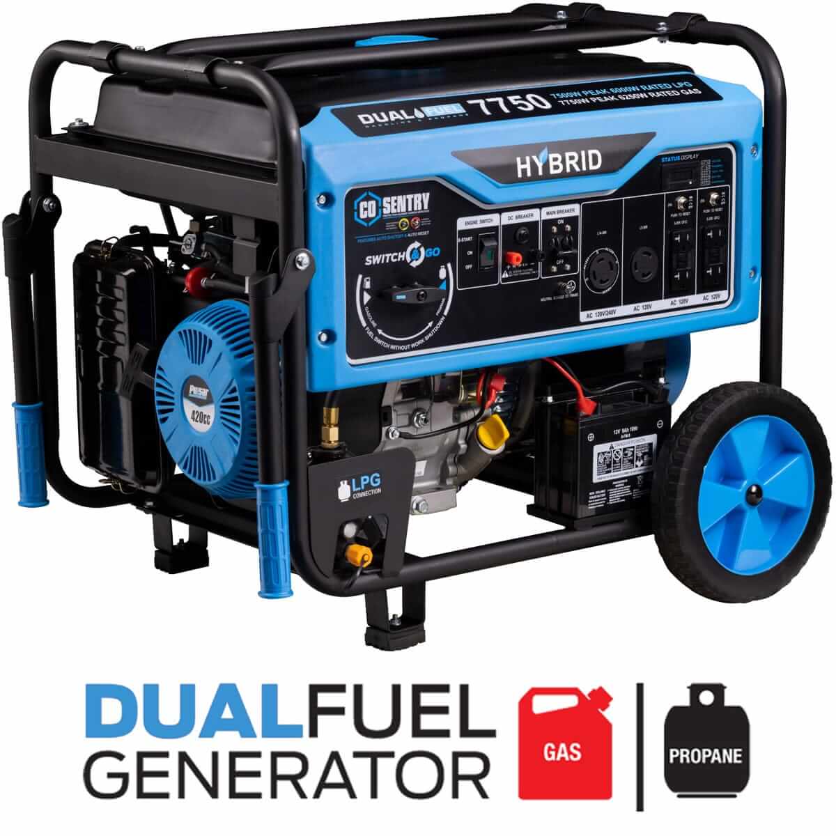 Pulsar Dual-Fuel Generator Pulsar PG7750BCO 7,750-Watt Dual-Fuel Generator with CO Alert – CARB Compliant