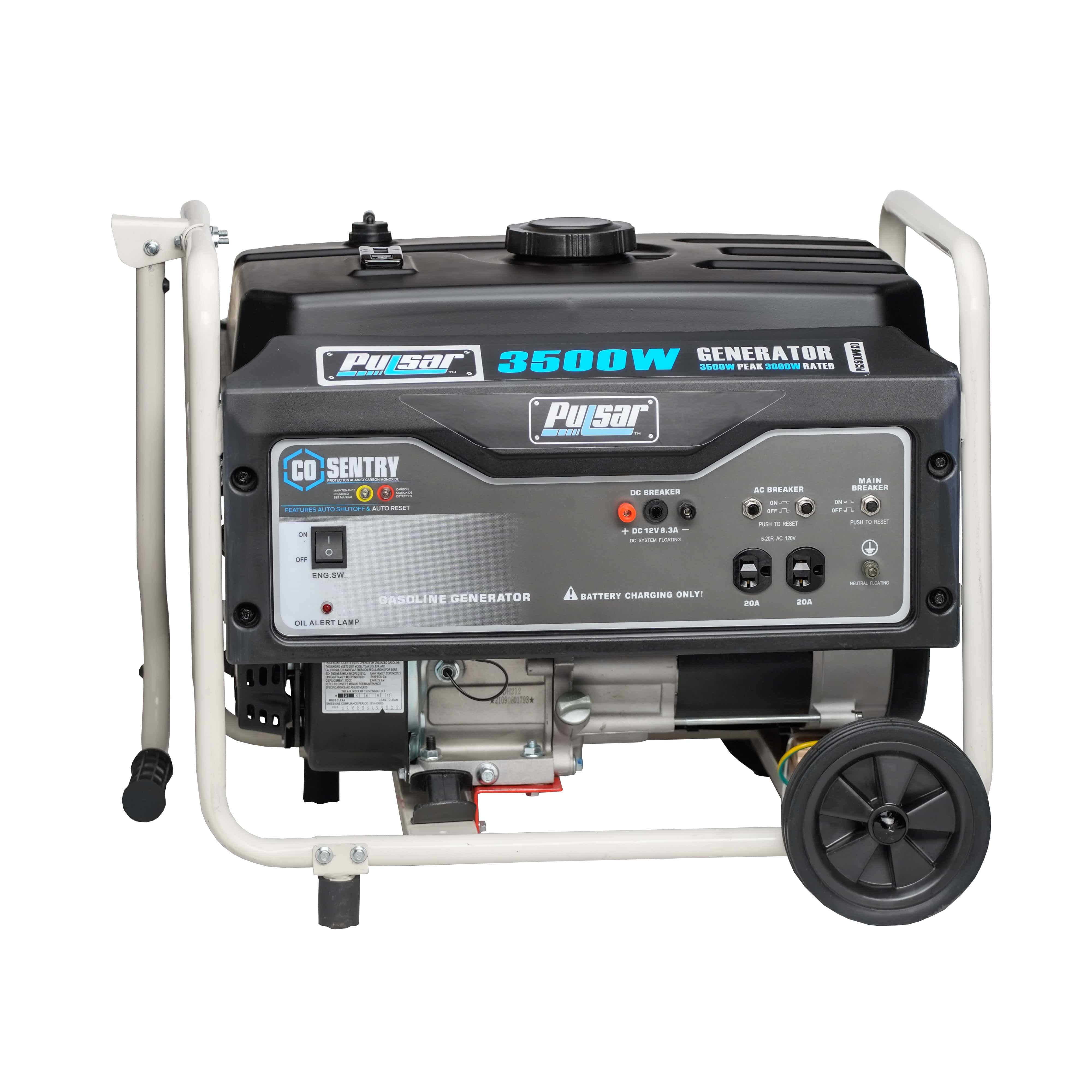 Pulsar PG3500MRCO 3,500-Watt Gasoline Powered Generator with CO Shutdown Sensor and Mobility Kit