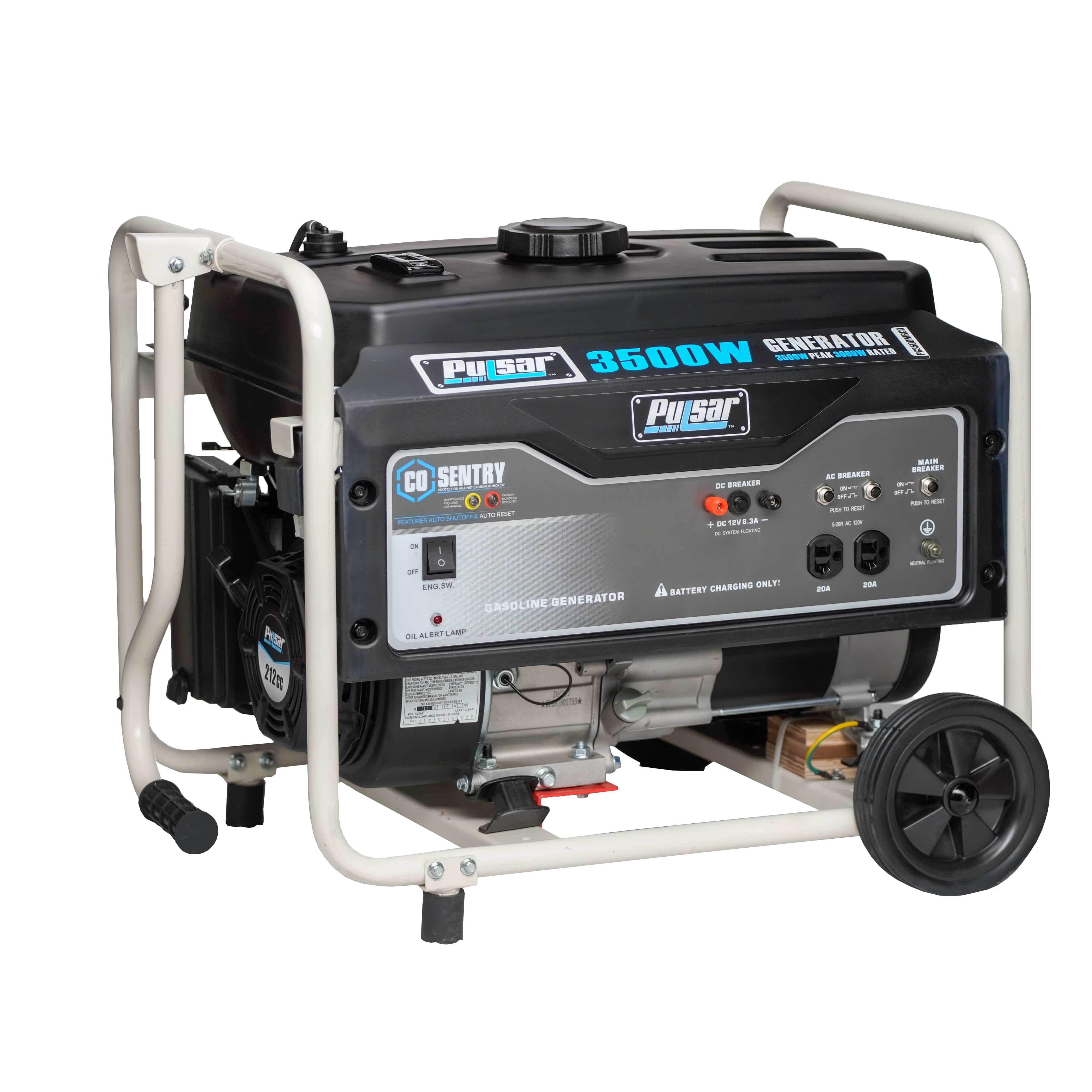 Pulsar Gas Generator Pulsar PG3500MRCO 3,500-Watt Gasoline Powered Portable Generator with Mobility Kit – CARB Compliant