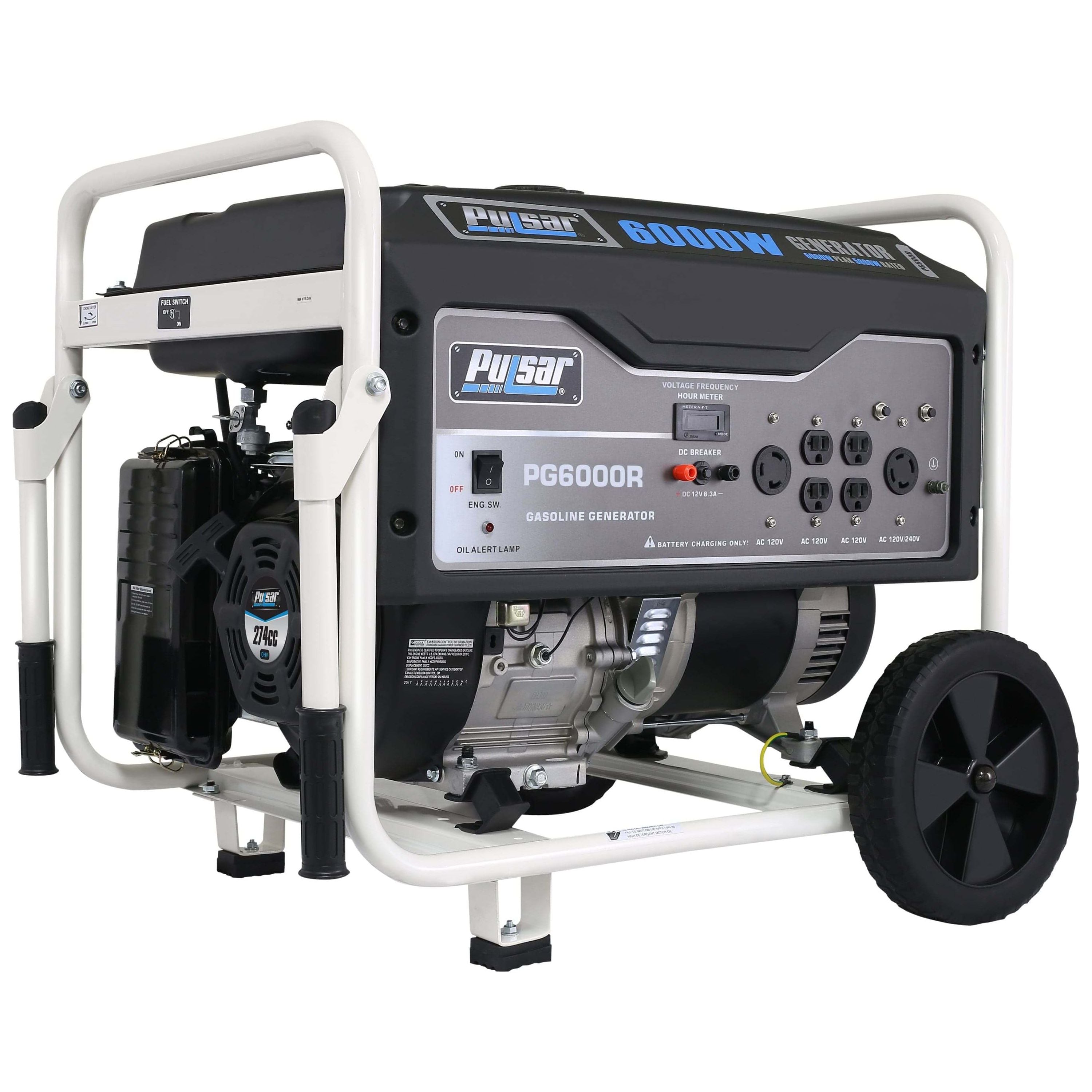 Pulsar generators Pulsar PG6000R 6,000W Portable Gas-Powered CARB Approved Generator with Wheel Kit