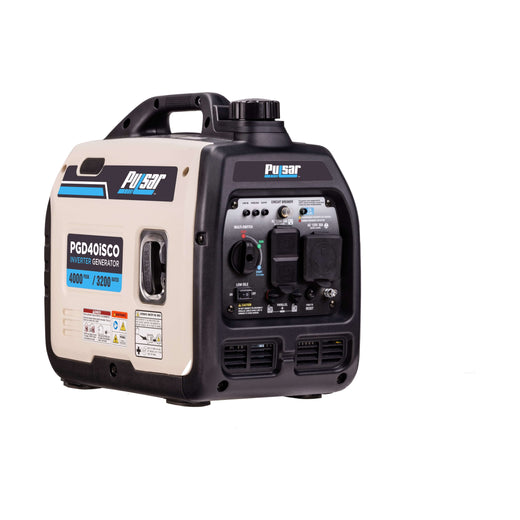Pulsar PGD40ISCO 4000W Super Quiet Inverter Gasoline Powered Generator with Recoil Start and CO Shutdown - RV Ready Portable Power