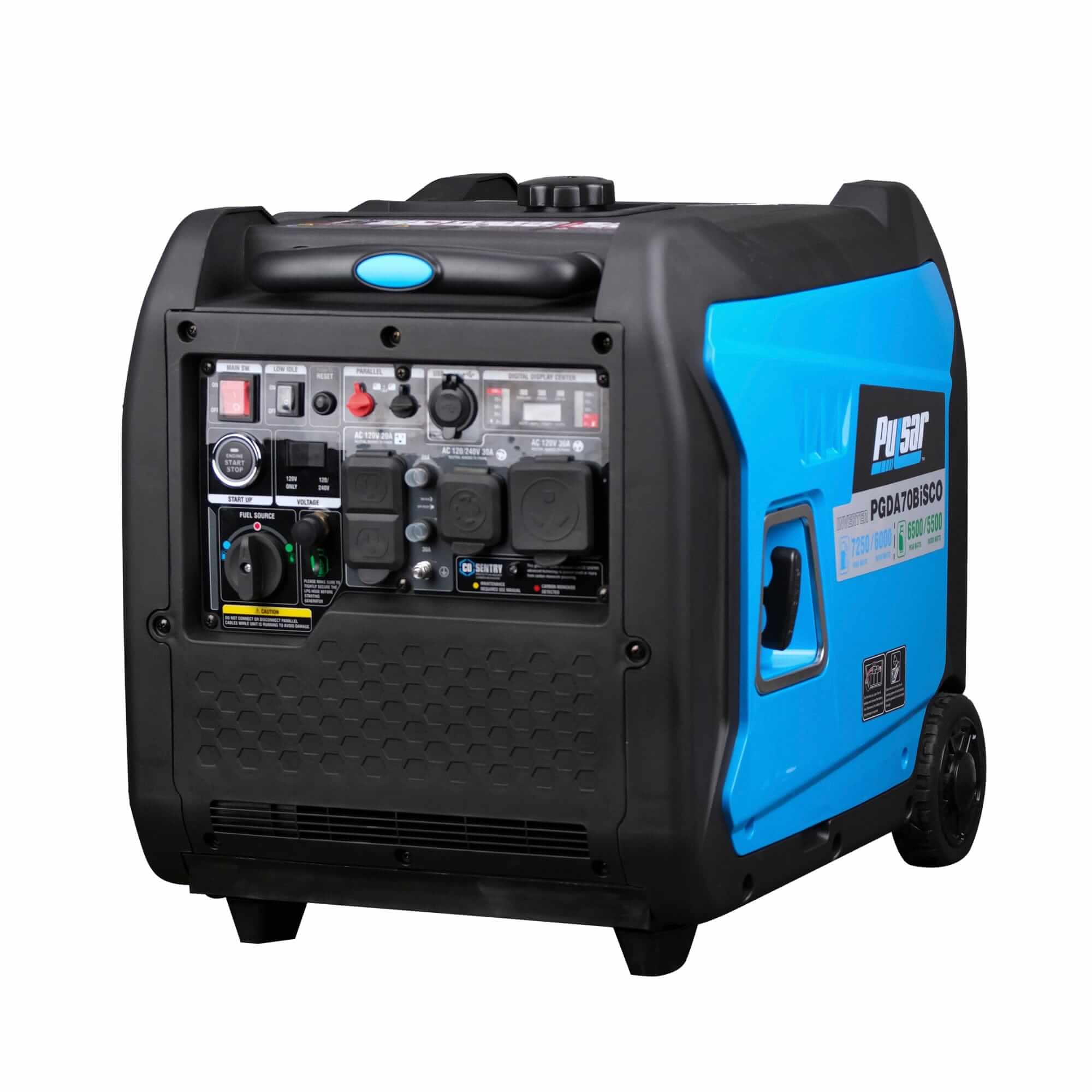 Pulsar Inverter Generator Pulsar PGDA70BISCO 7,250-Watt Super Quiet Dual Fuel Inverter Generator with Remote Start