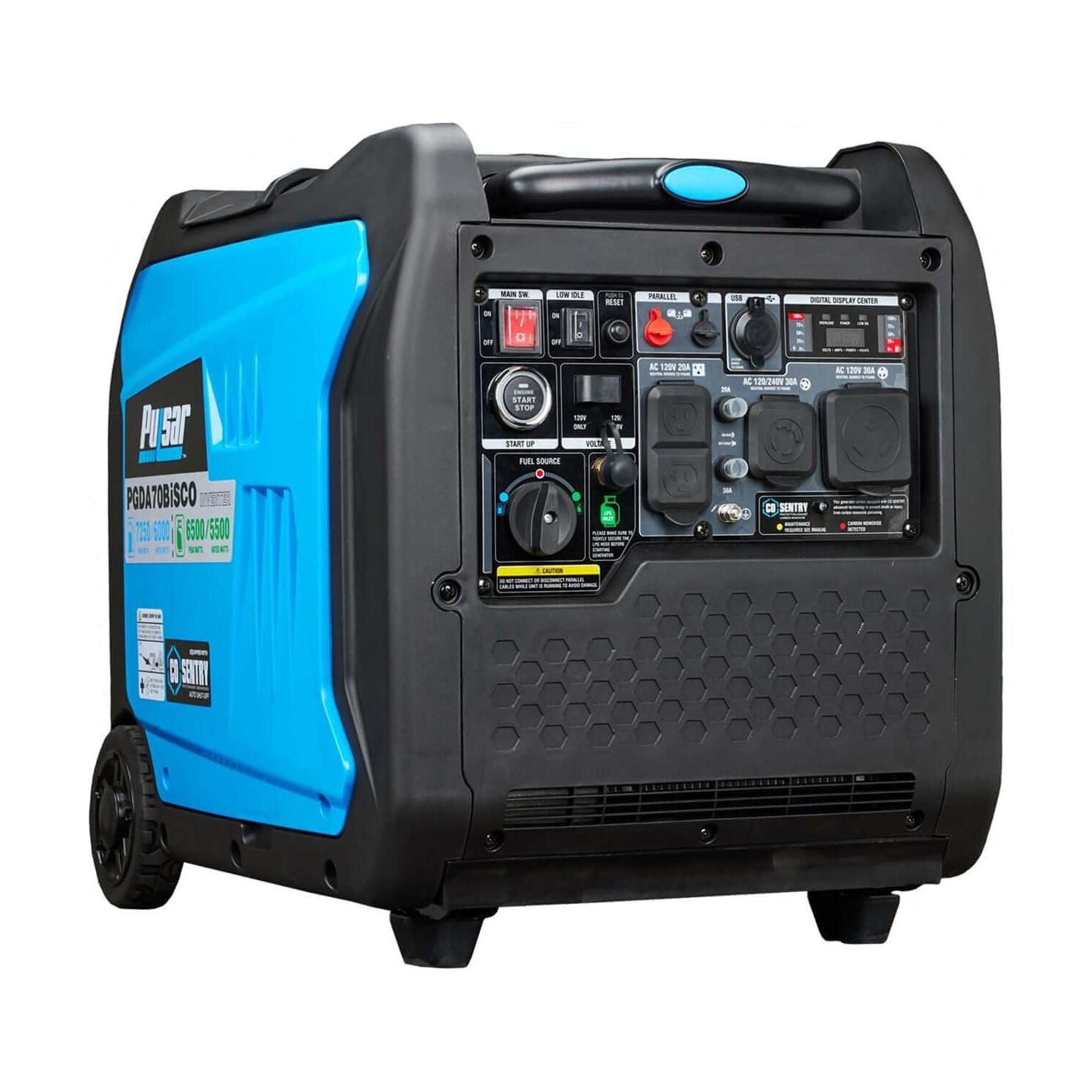 Pulsar Inverter Generator Pulsar PGDA70BISCO 7,250-Watt Super Quiet Dual Fuel Inverter Generator with Remote Start